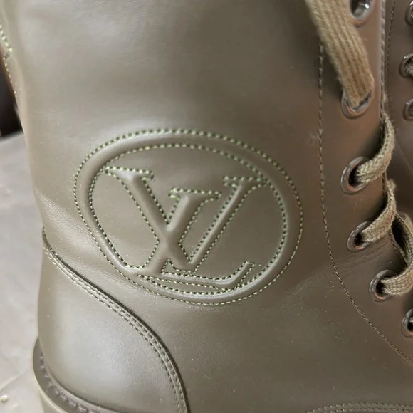 Louis Vuitton green khaki combat military weather boot bootie sz 38 with box - Picture 2 of 10